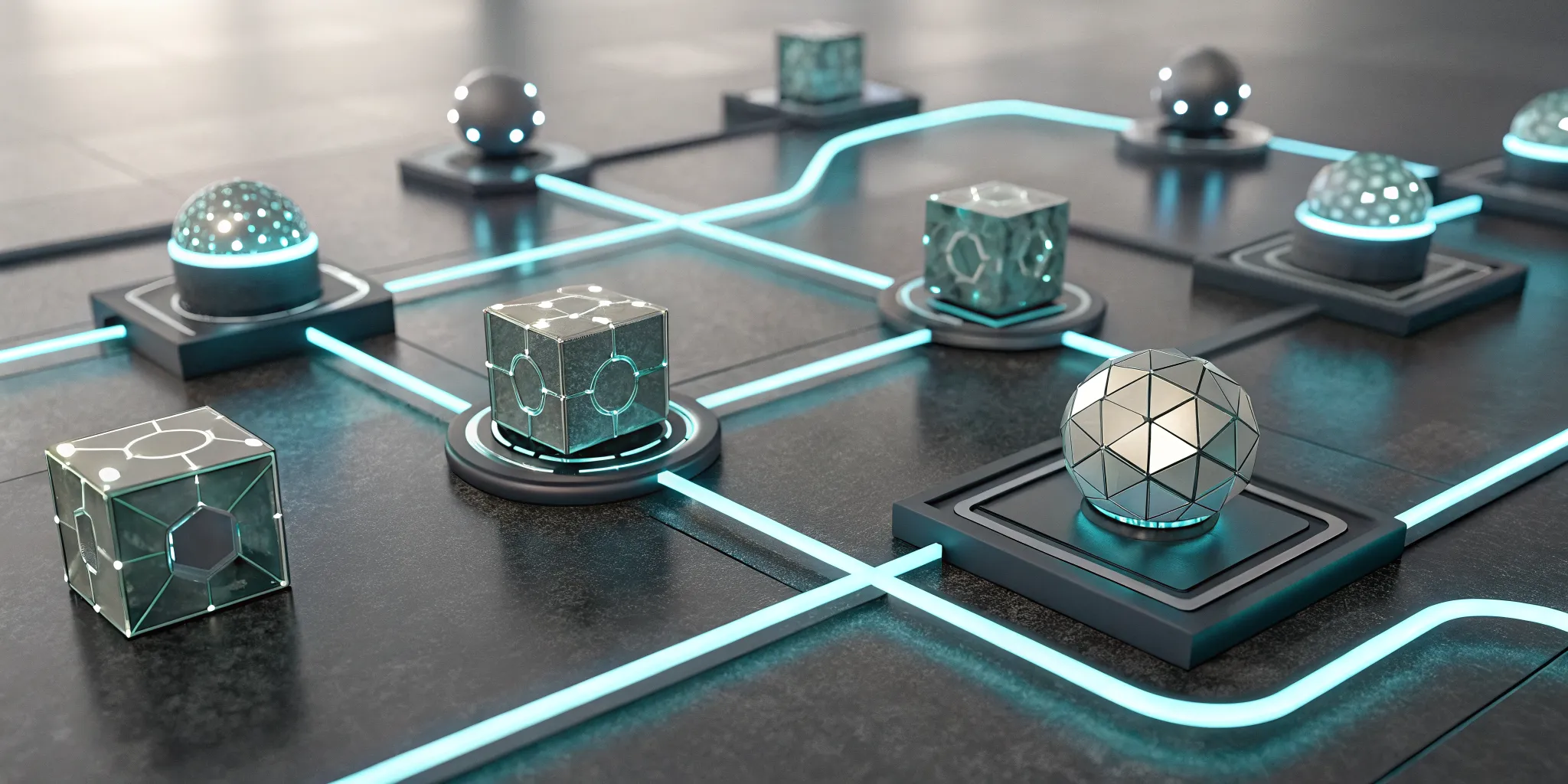 Autonomous agents connected in an agentic AI workflow.