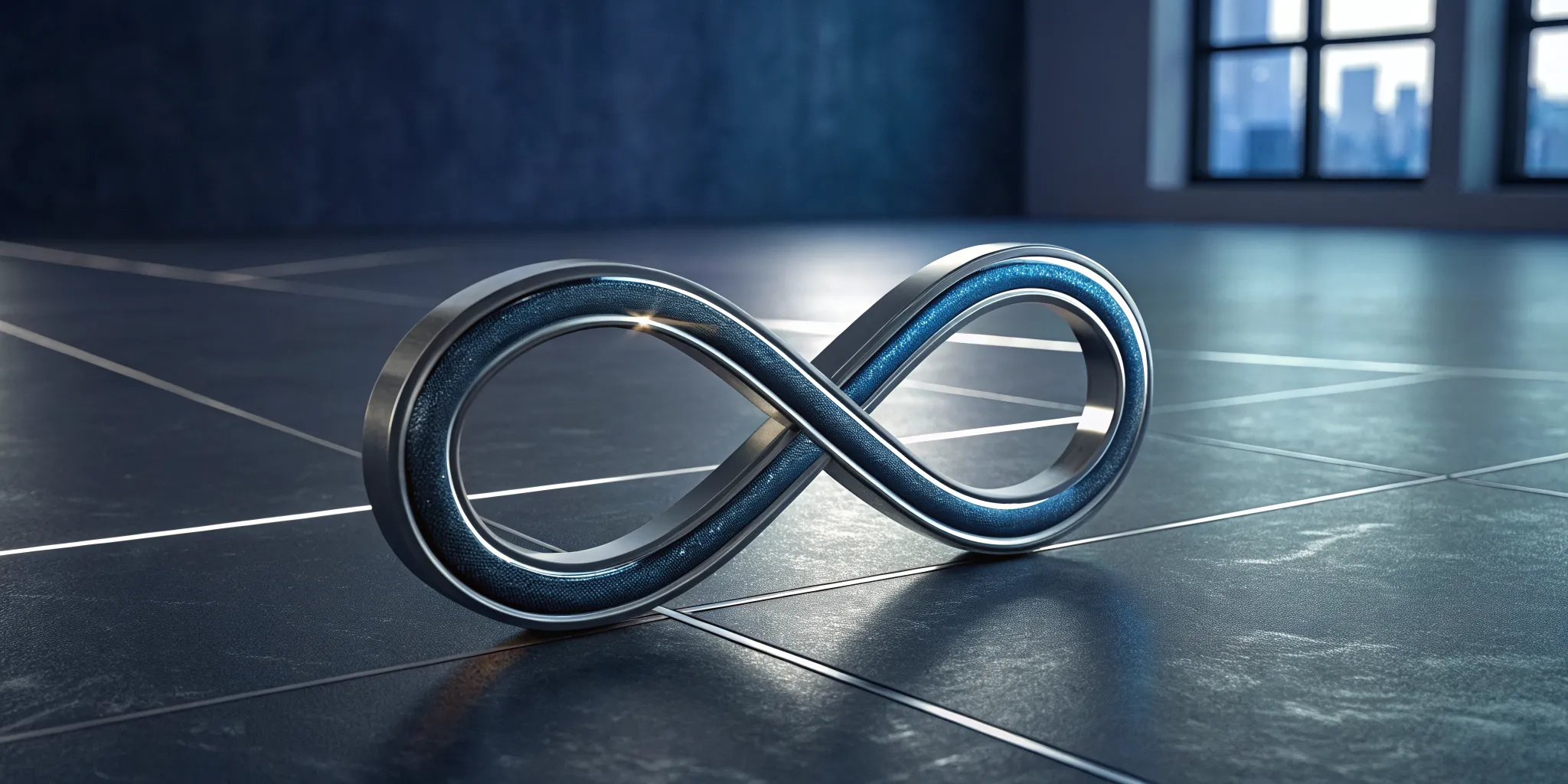 A metallic infinity symbol representing process improvement with lean six sigma tools.