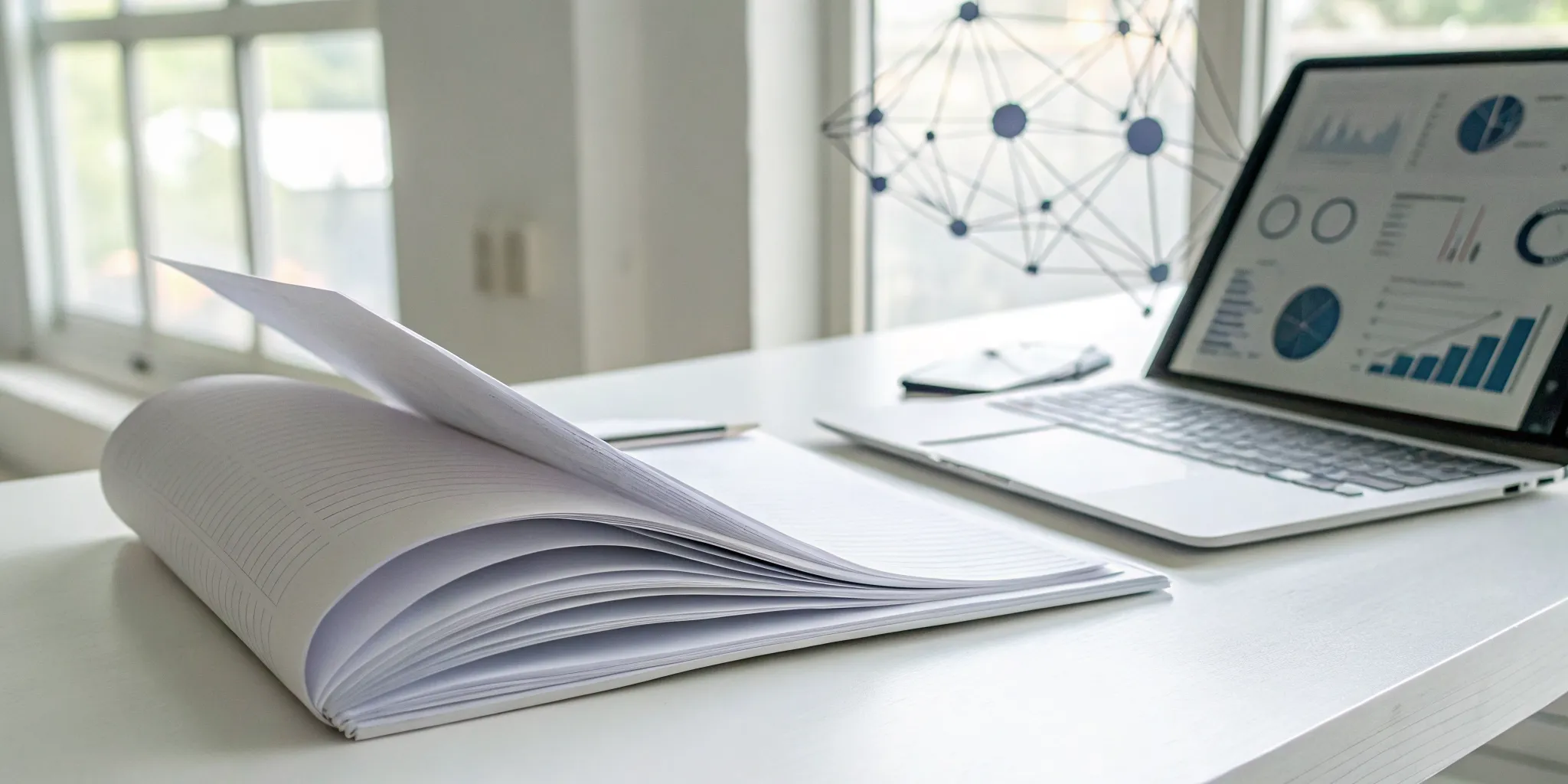 A laptop displaying charts and data from AI powered document processing.