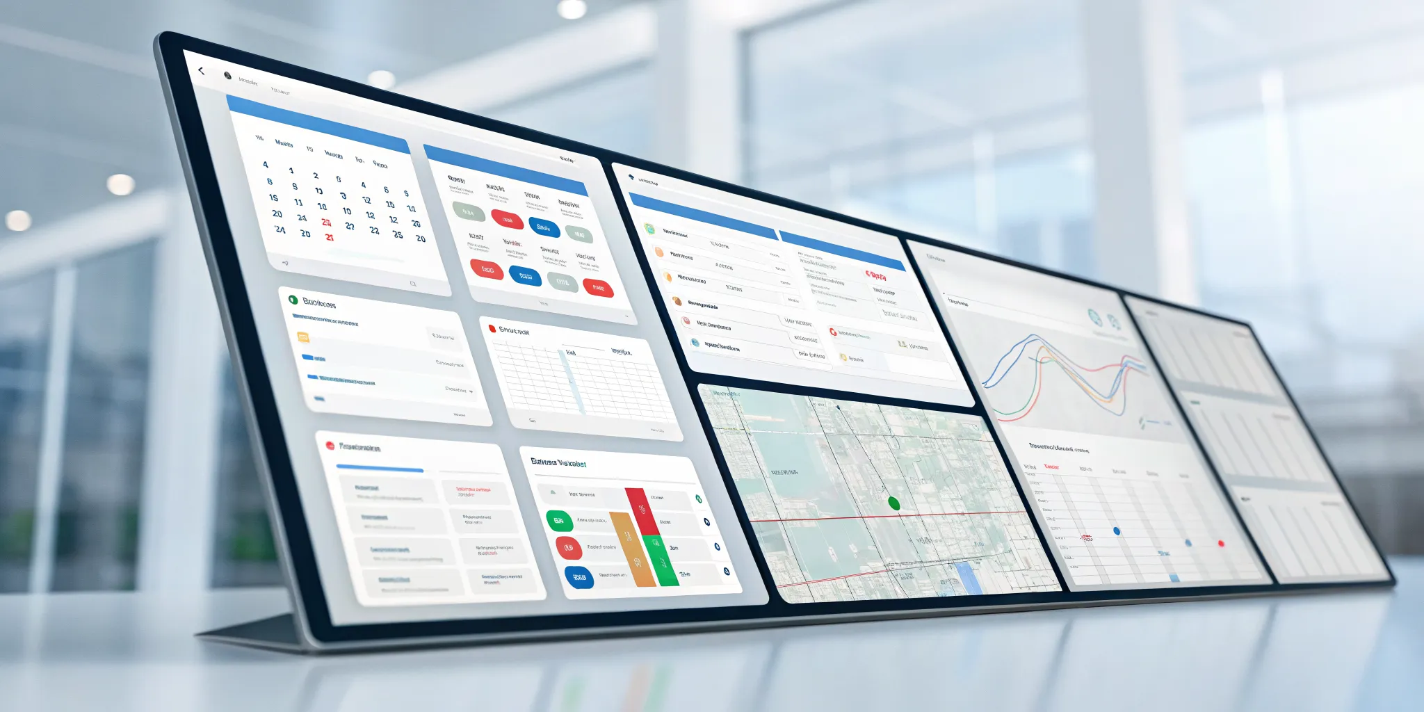 A service business software dashboard with scheduling, customer management, and analytics.