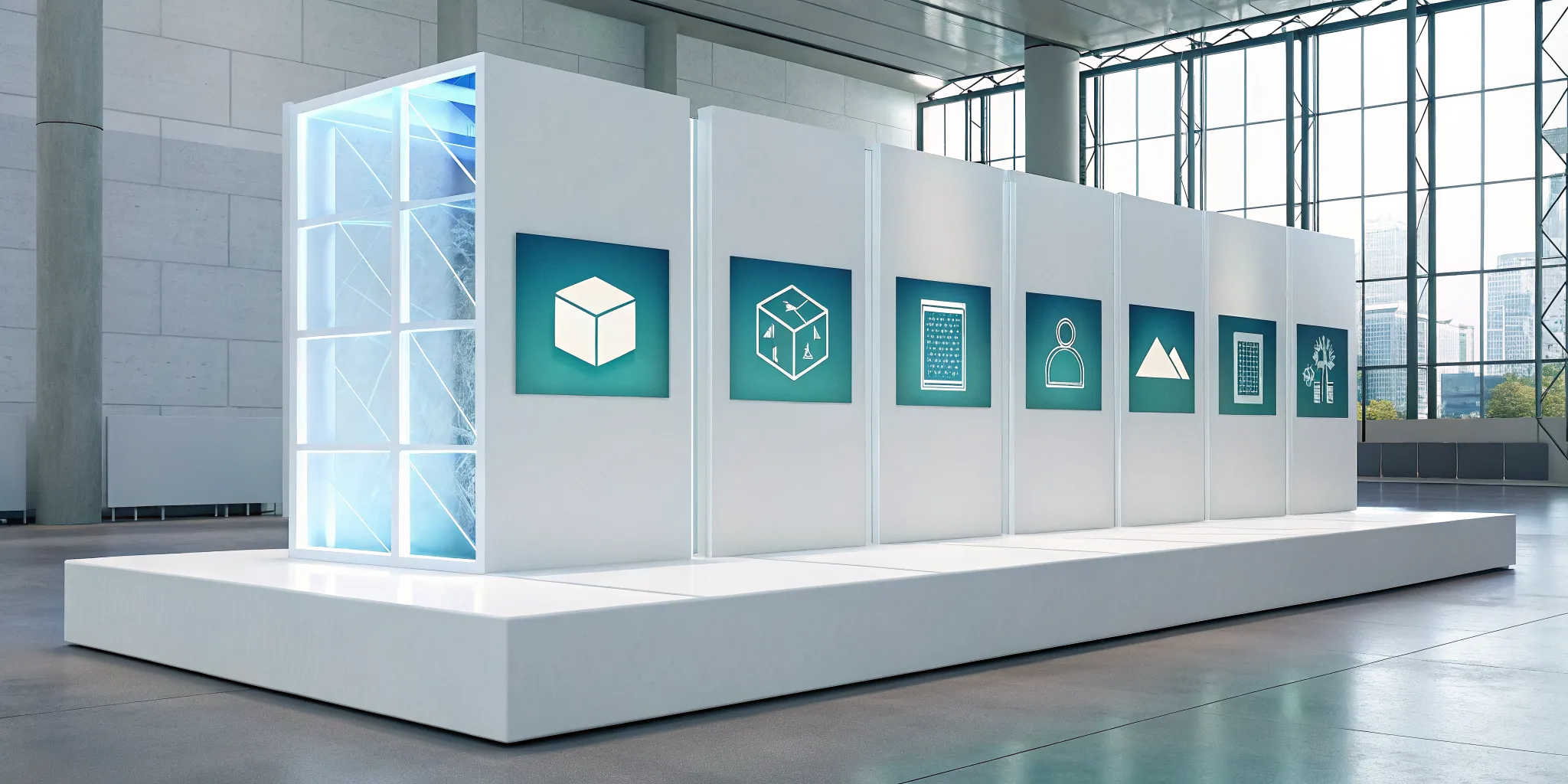 A digital screen with icons of lean tools for streamlining business workflows.