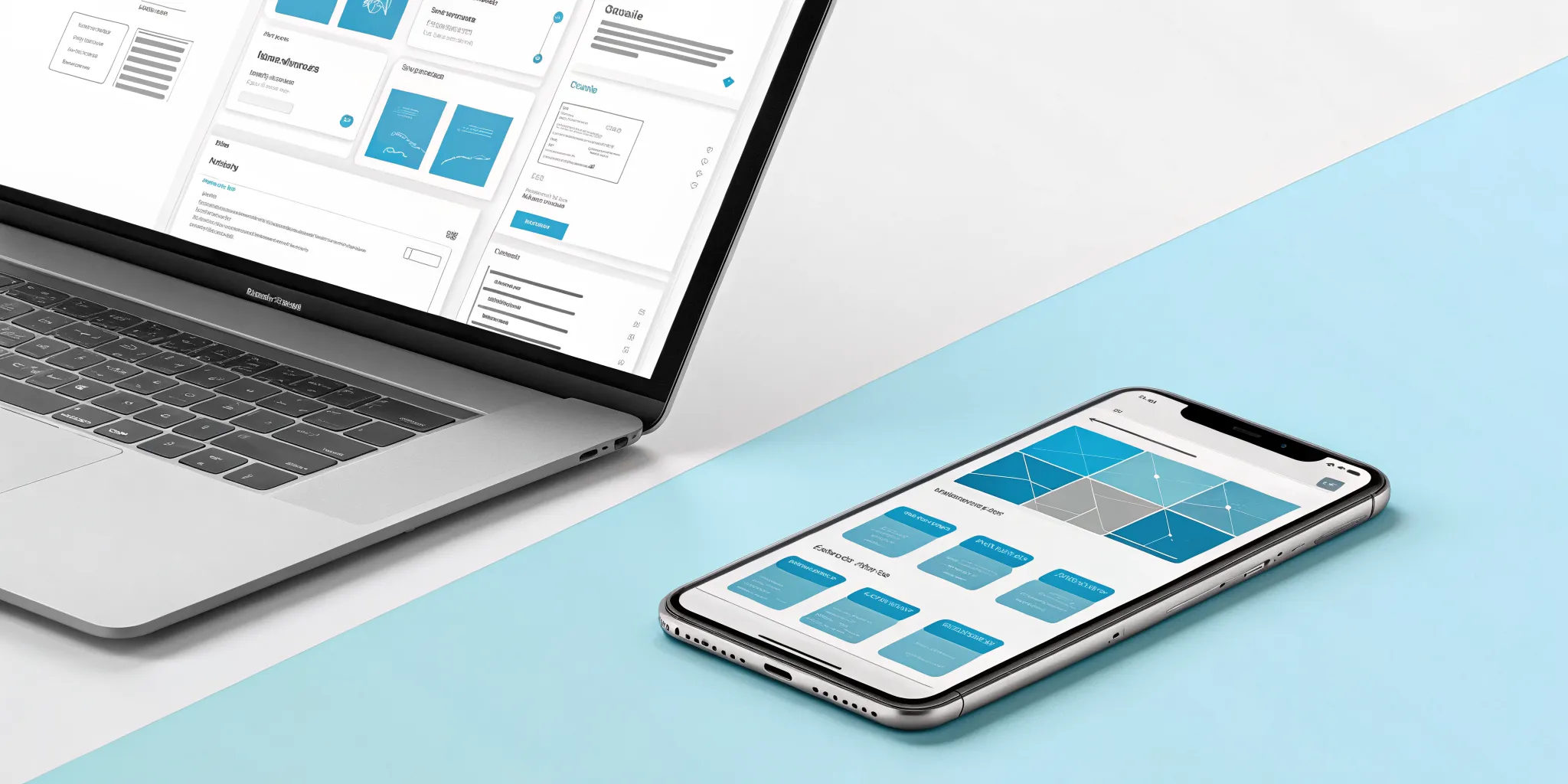 A laptop and smartphone comparing web and mobile app development.