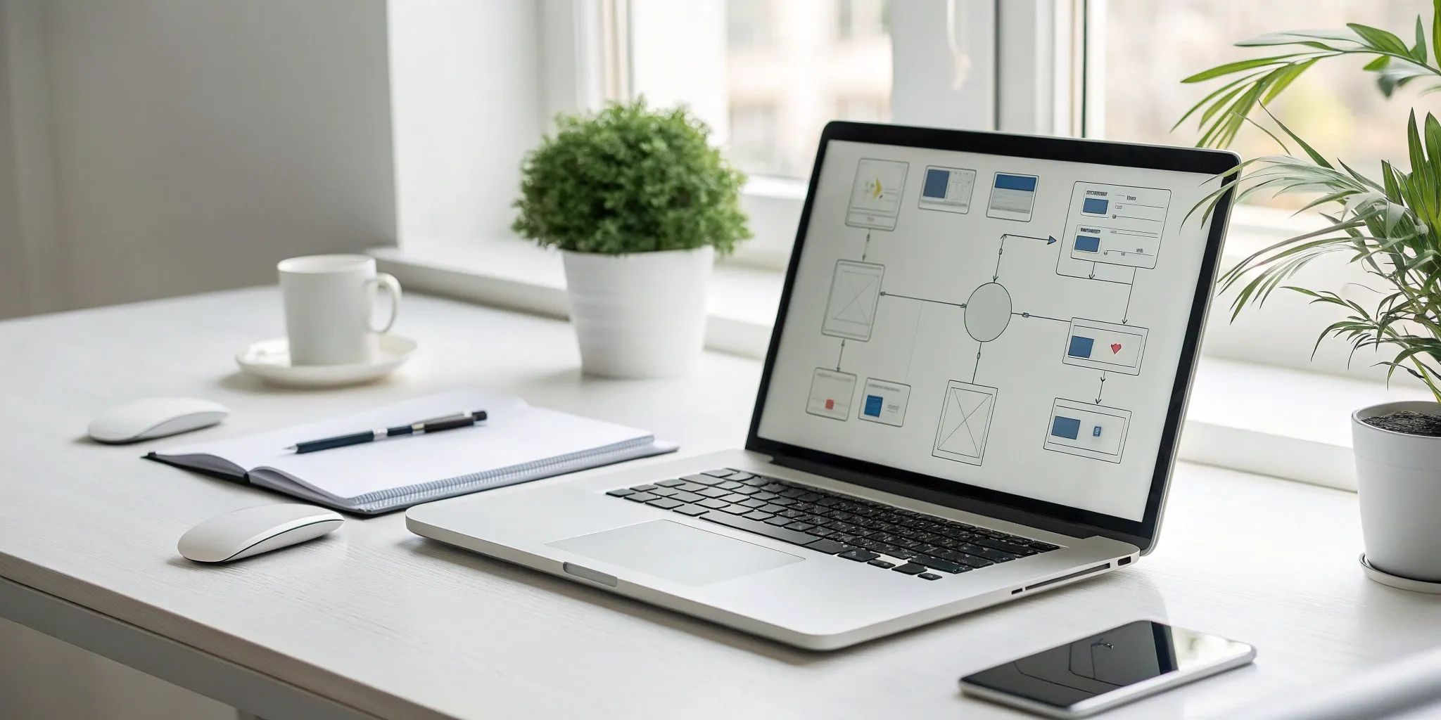 Laptop on a desk displaying a list of the best AI workflow automation software.