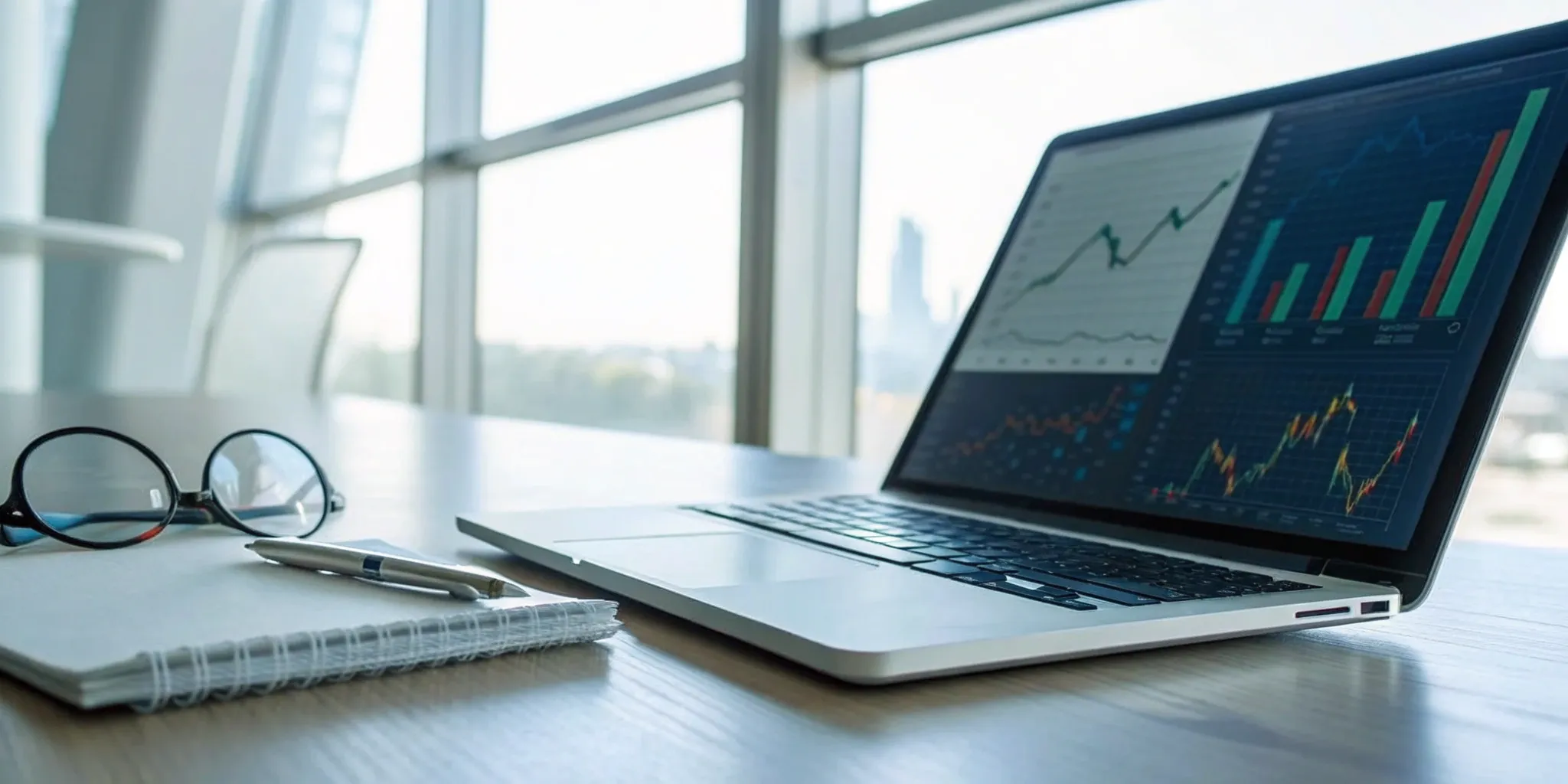 Gartner's BPM software comparison report with analytics charts on a laptop screen.