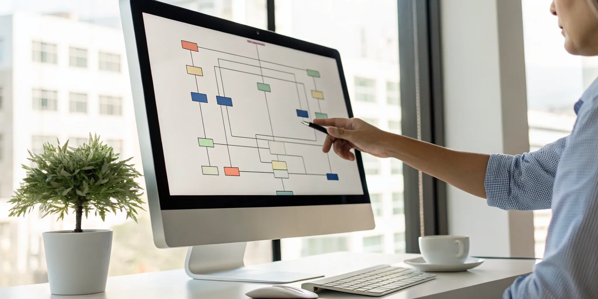 A drag and drop workflow builder being used to design an automated business process.