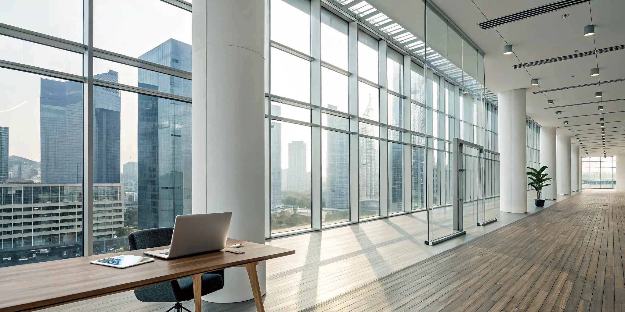 A modern office using BPM technology on various devices to automate and manage workflows.