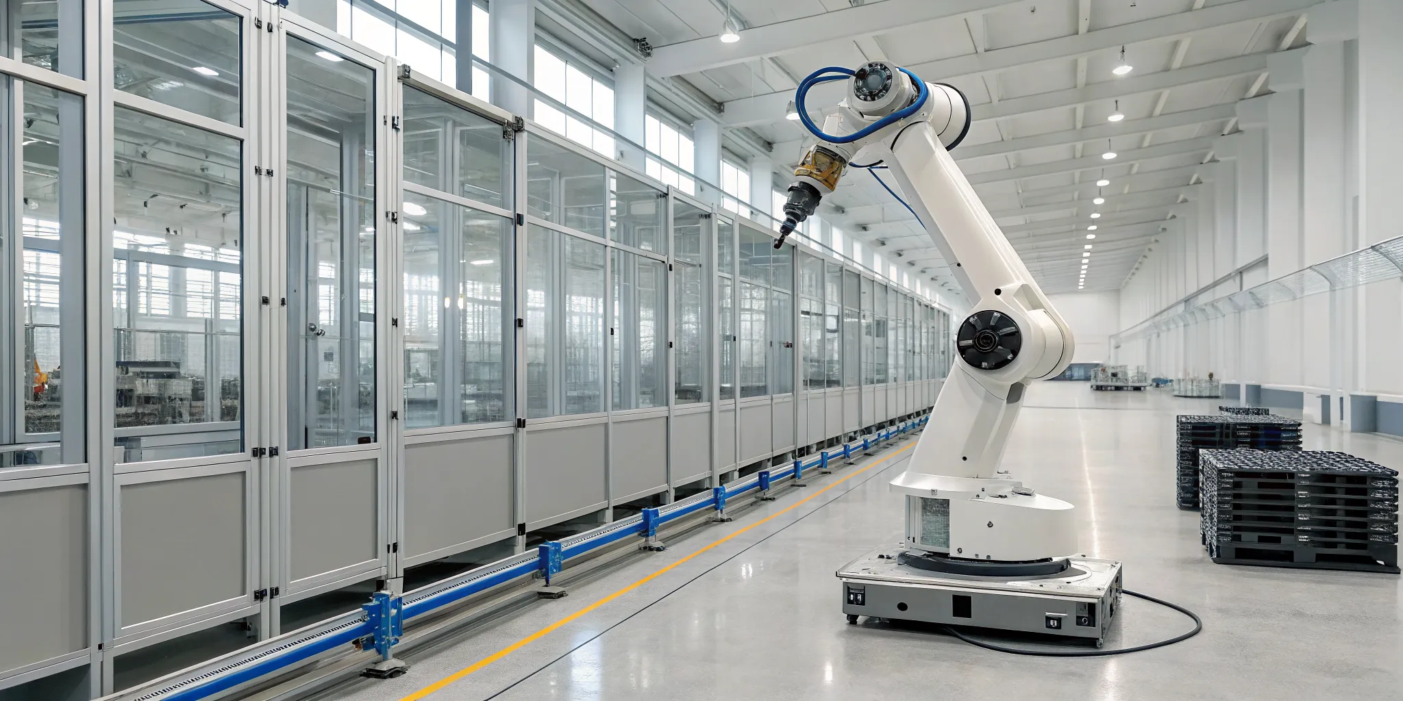 An industrial robot arm at work, a key part of efficient robotic automation solutions.