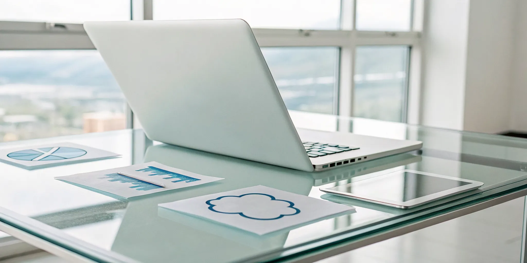 A laptop and charts showing document analysis from a free AI with document upload tool.