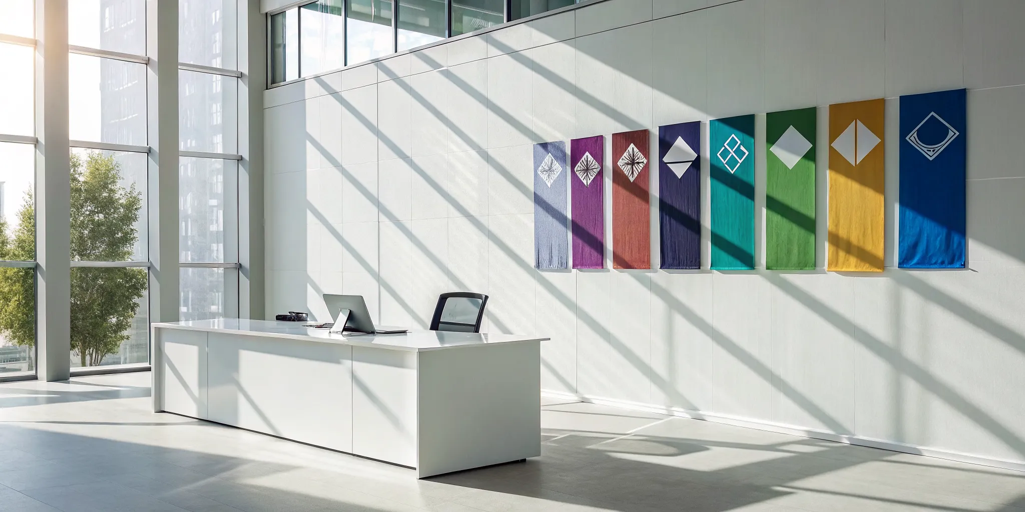 Best BPM tools represented by colorful banners in a modern office setting.