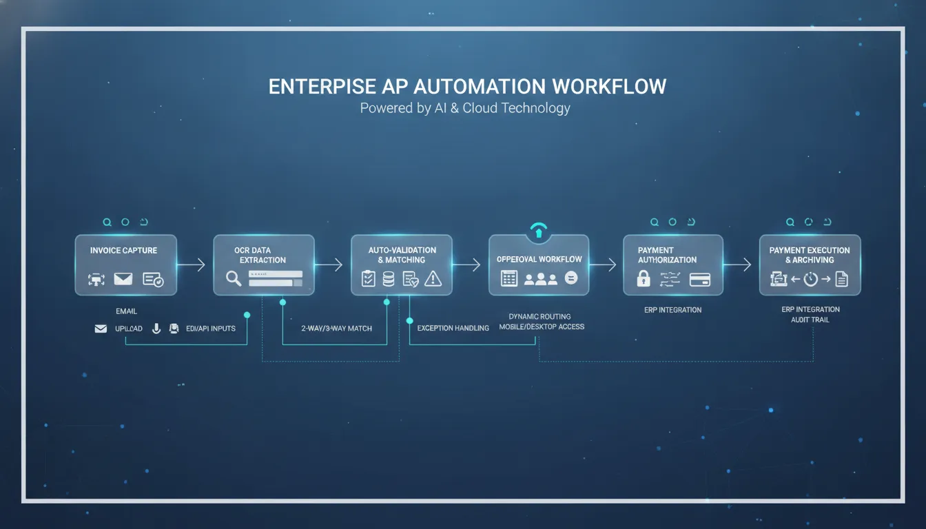 Enterprise accounts payable invoice processing automated workflow visual diagram