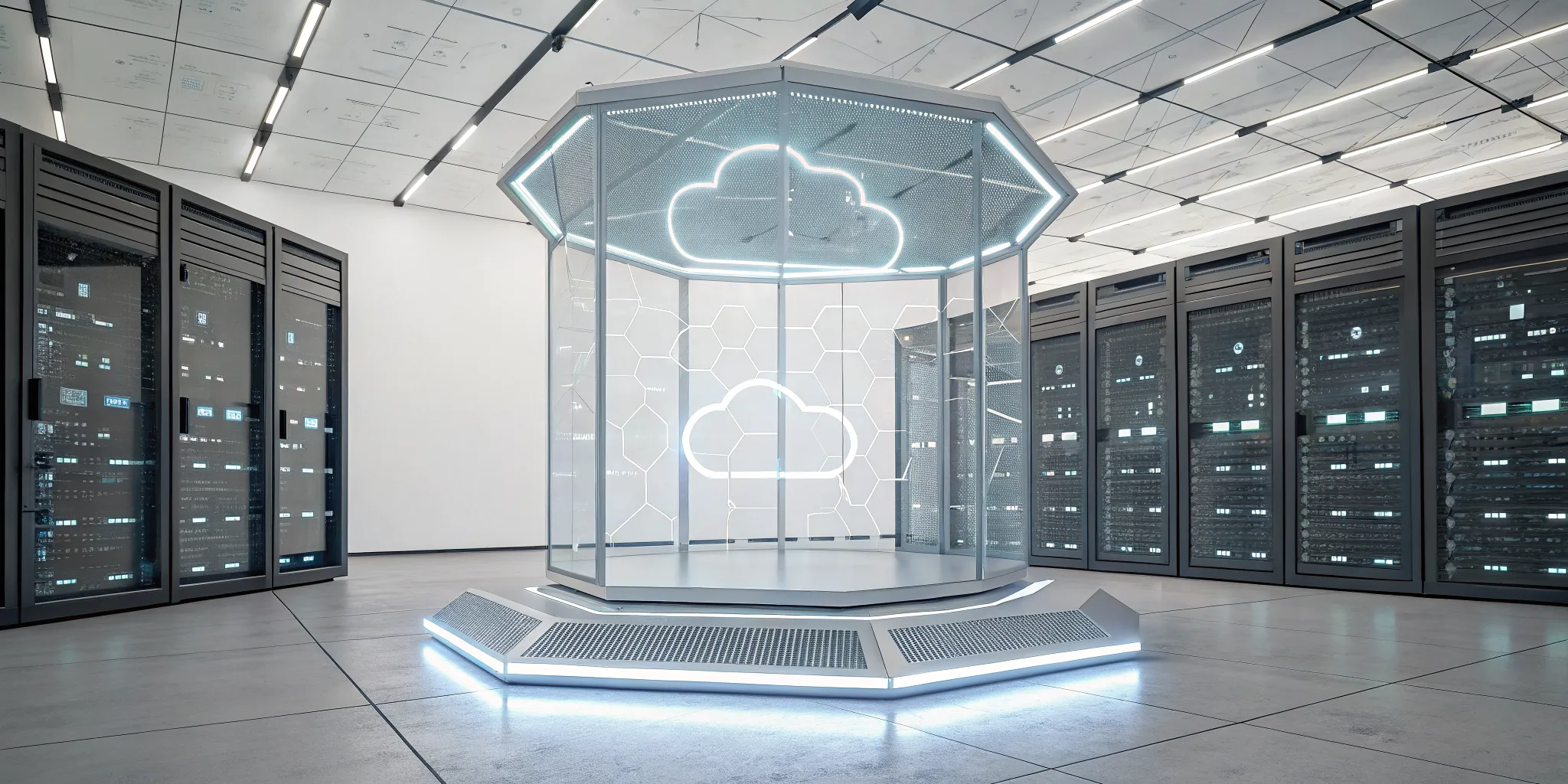 Server racks and cloud icons forming the infrastructure for an API management platform.