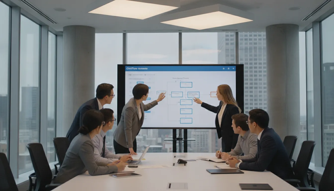 Government team collaborating on workflow automation software