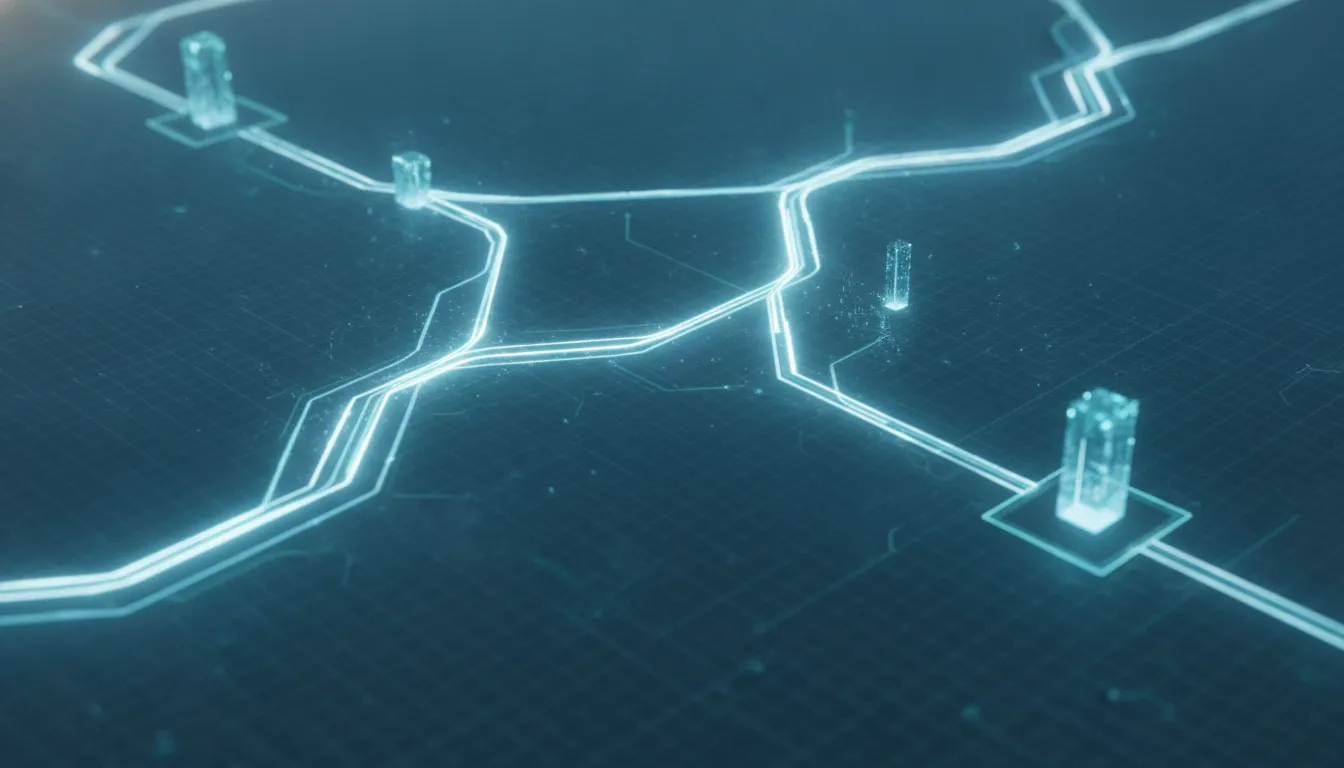 Enterprise workflow automation concept showing branching process flows dynamically adapting and splitting at runtime