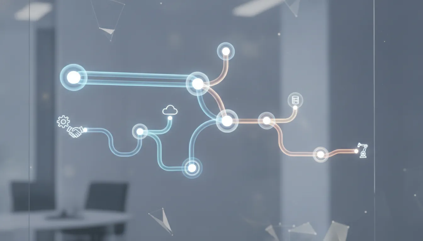 Diagram showing runtime process morphing with branching workflow paths in FlowWright