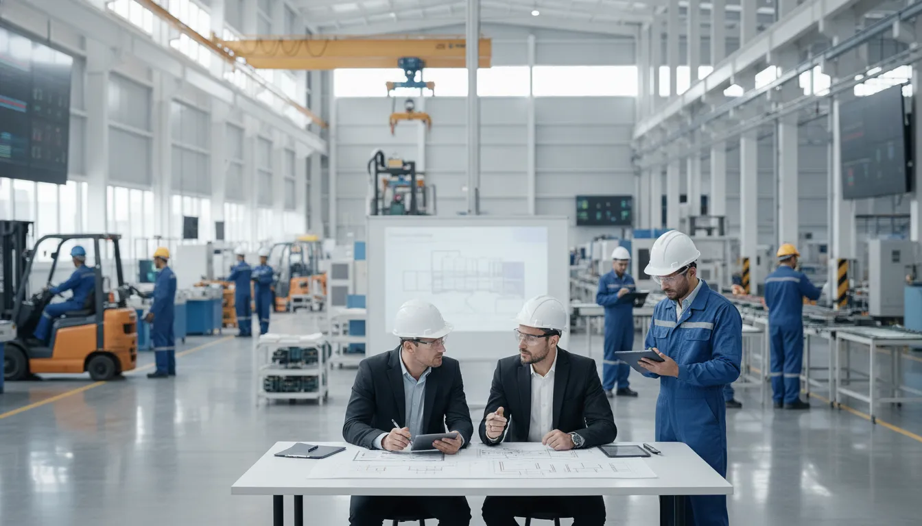 Manufacturing operations managers coordinating a business process across a factory floor