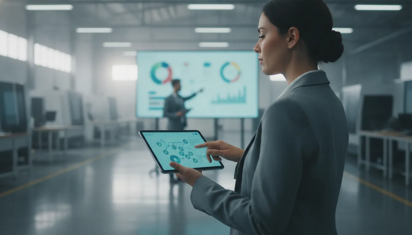 Operations manager reviewing an automated workflow approval on a tablet