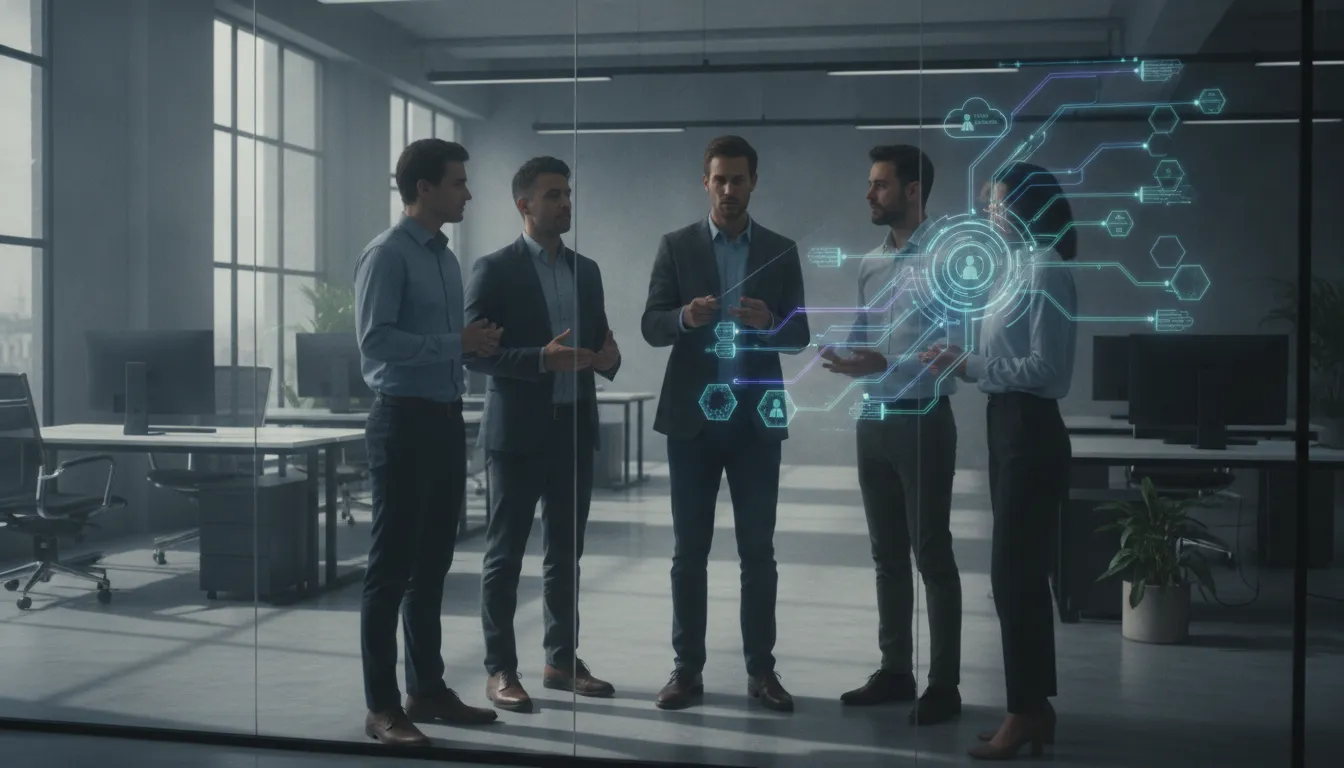 Enterprise team designing a governed agentic AI workflow builder