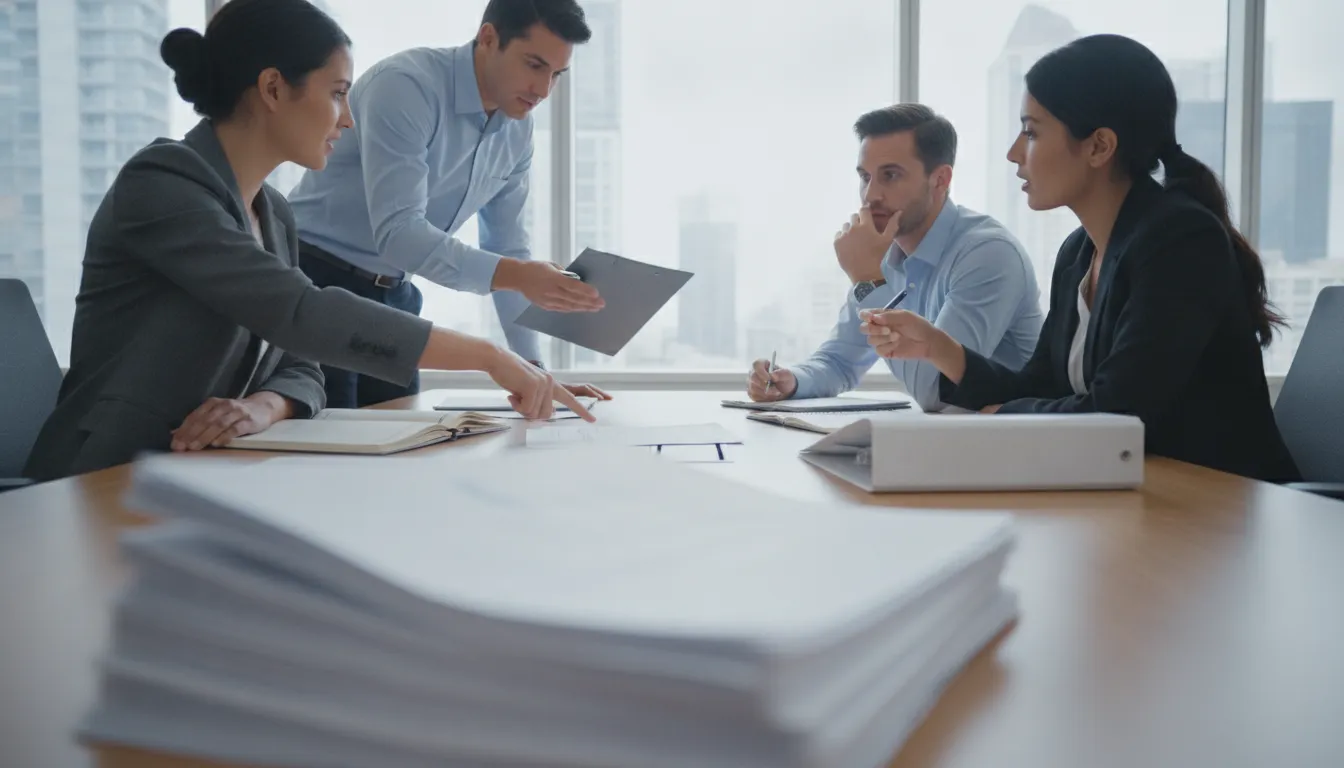 Document workflow software team reviewing a governed approval process
