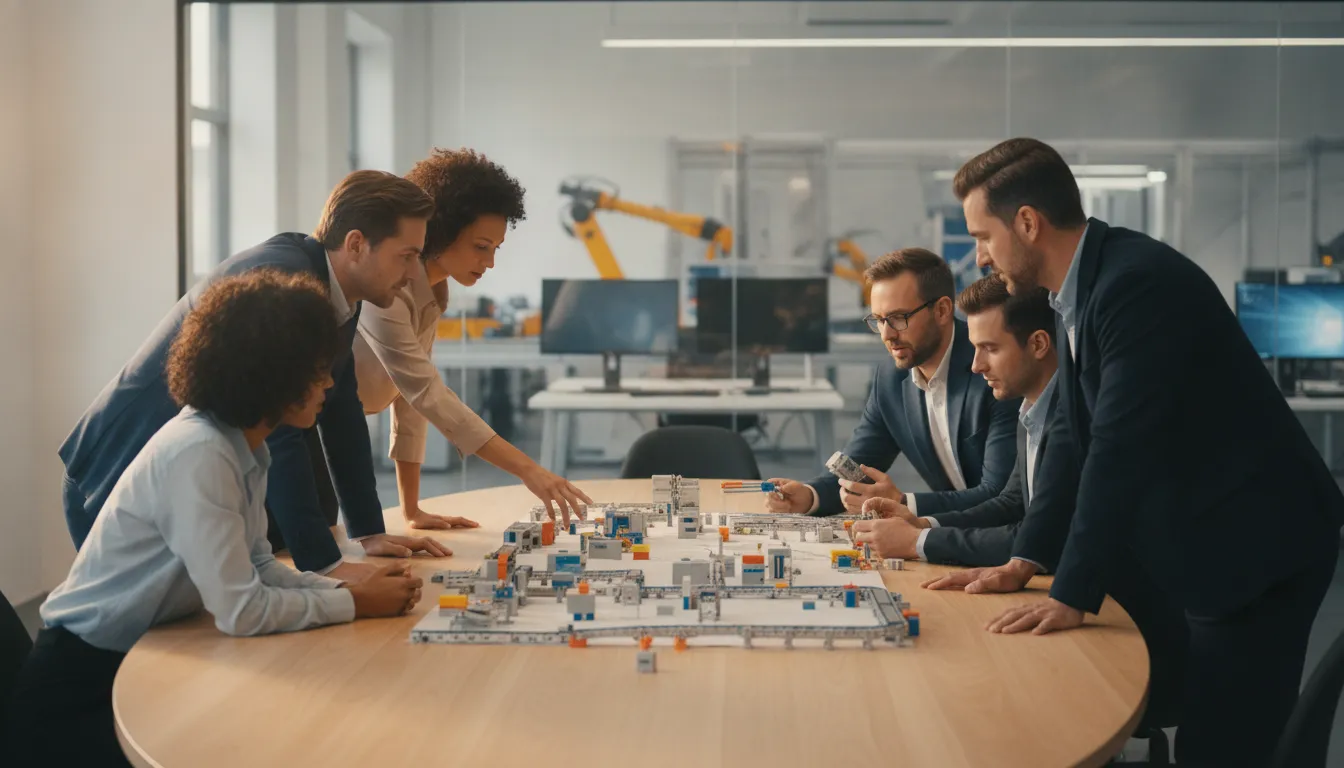Enterprise workflow management software team coordinating business processes