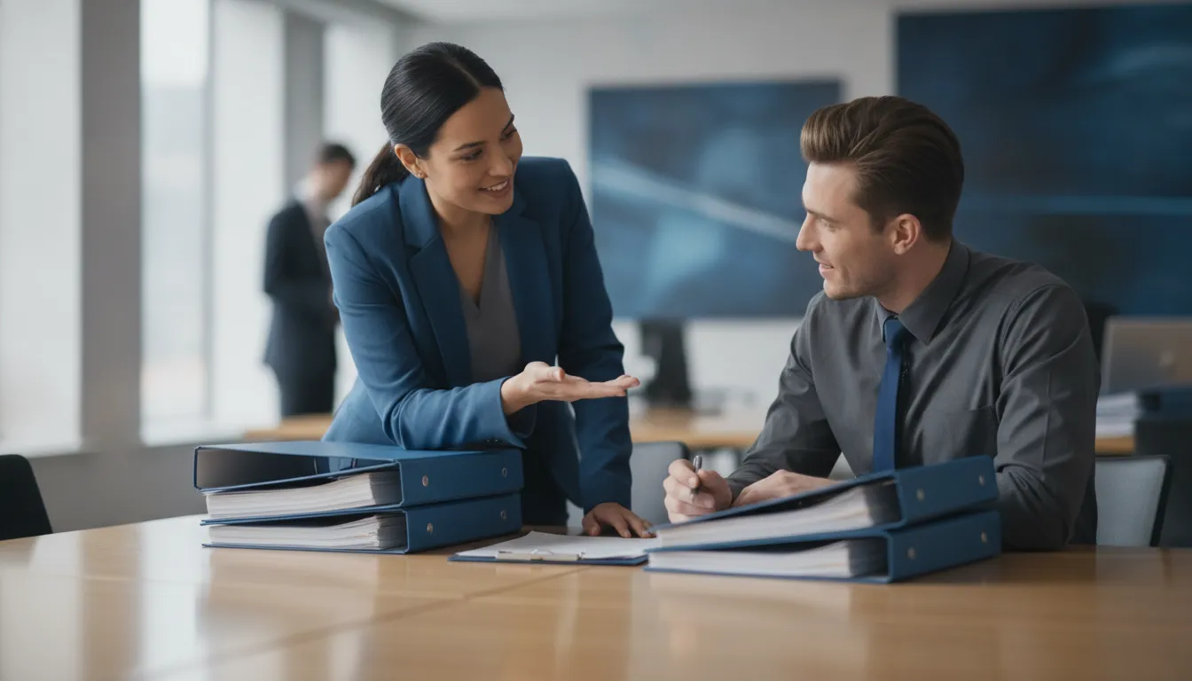 Legal operations team coordinating a document approval handoff