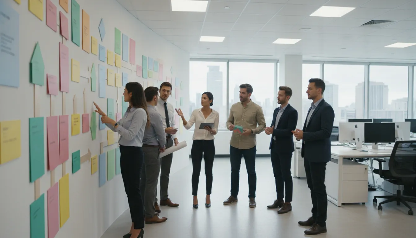 Marketing workflow automation team coordinating campaign handoffs and approvals