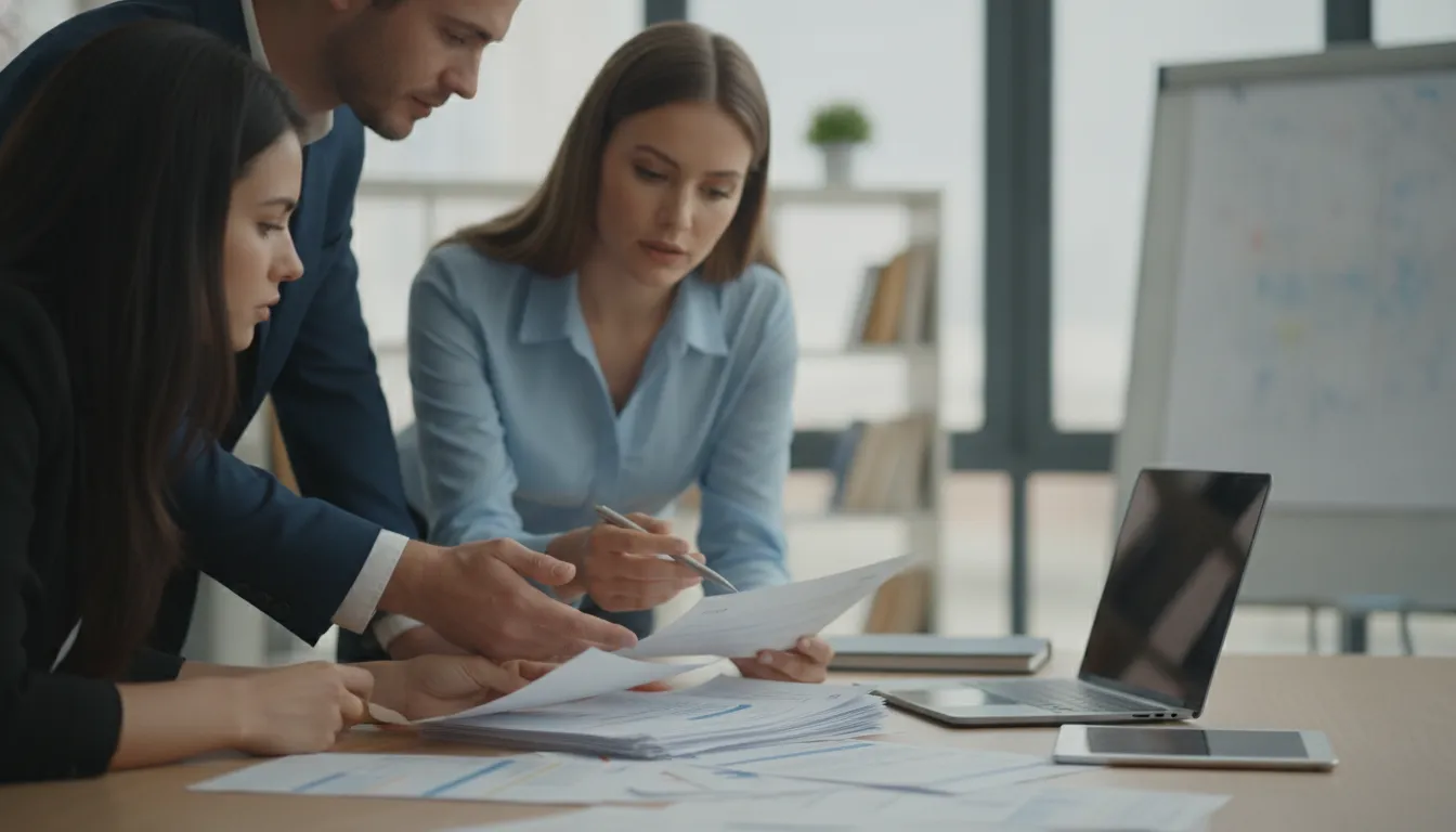Finance team reviewing invoice documents