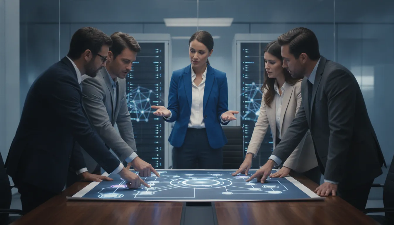 Enterprise team collaborating on a connected workflow process