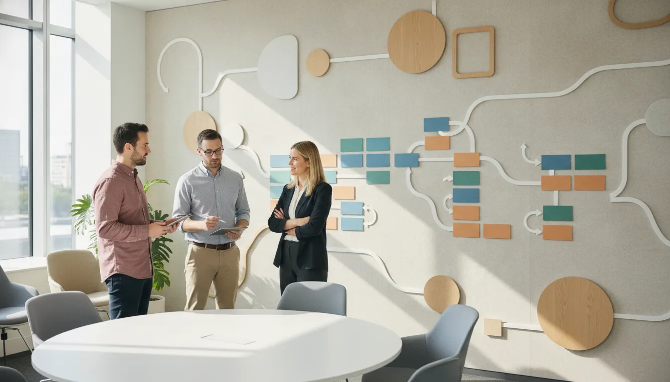 Team mapping a connected CRM handoff