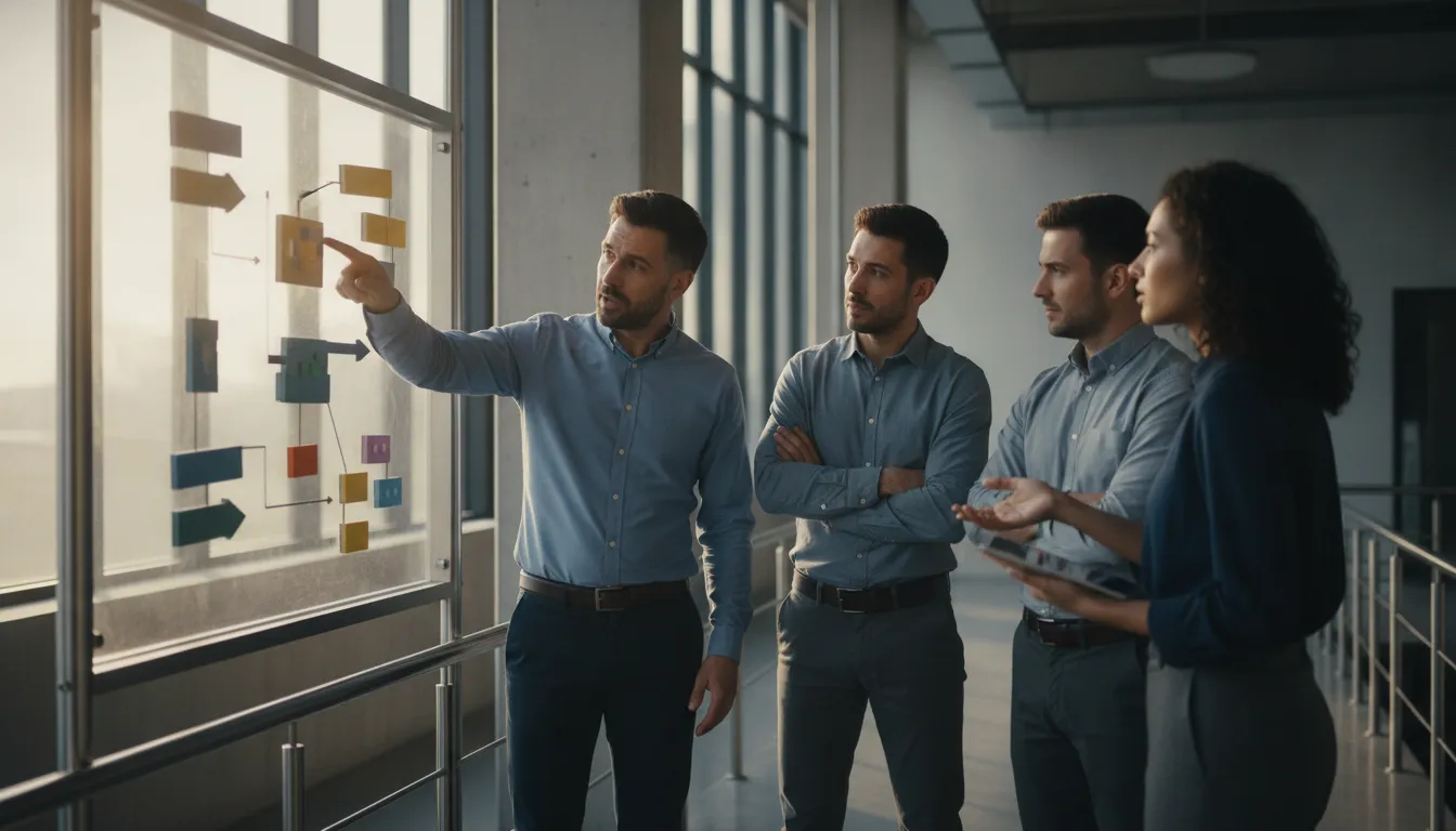 Enterprise operations team reviewing a business workflow