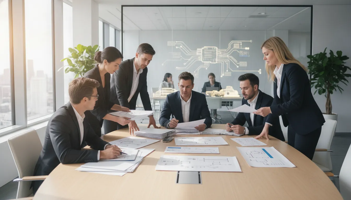 Enterprise team coordinating a document approval process