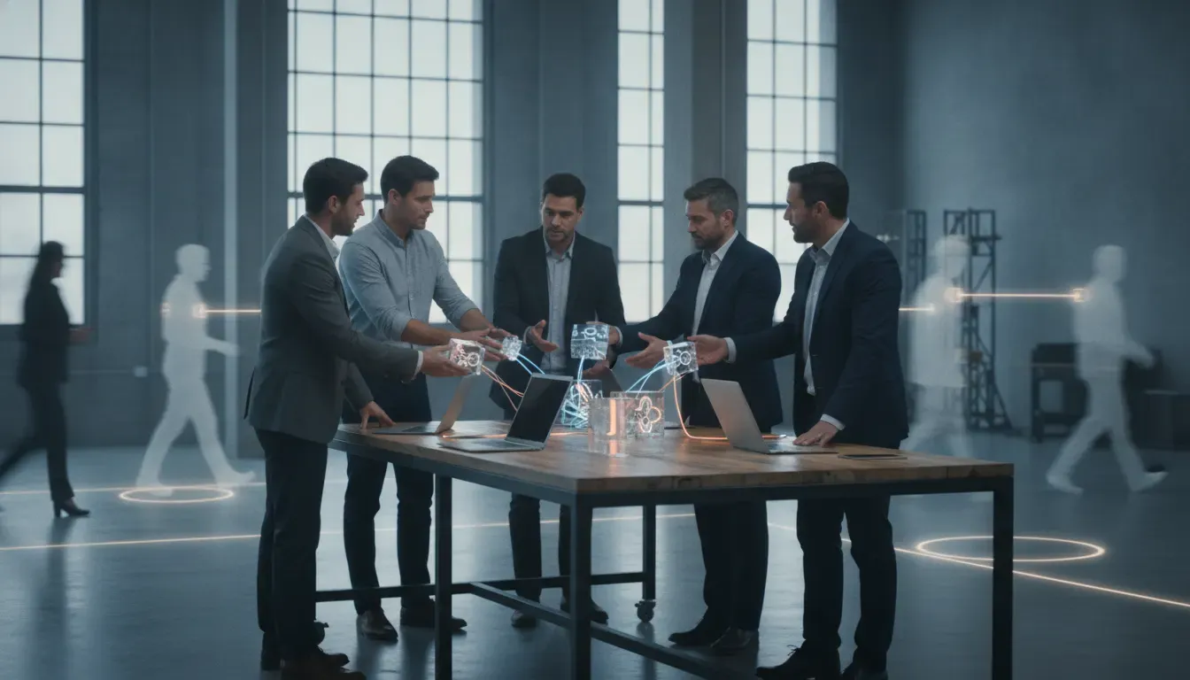 Enterprise team coordinating connected work with a low-code automation platform