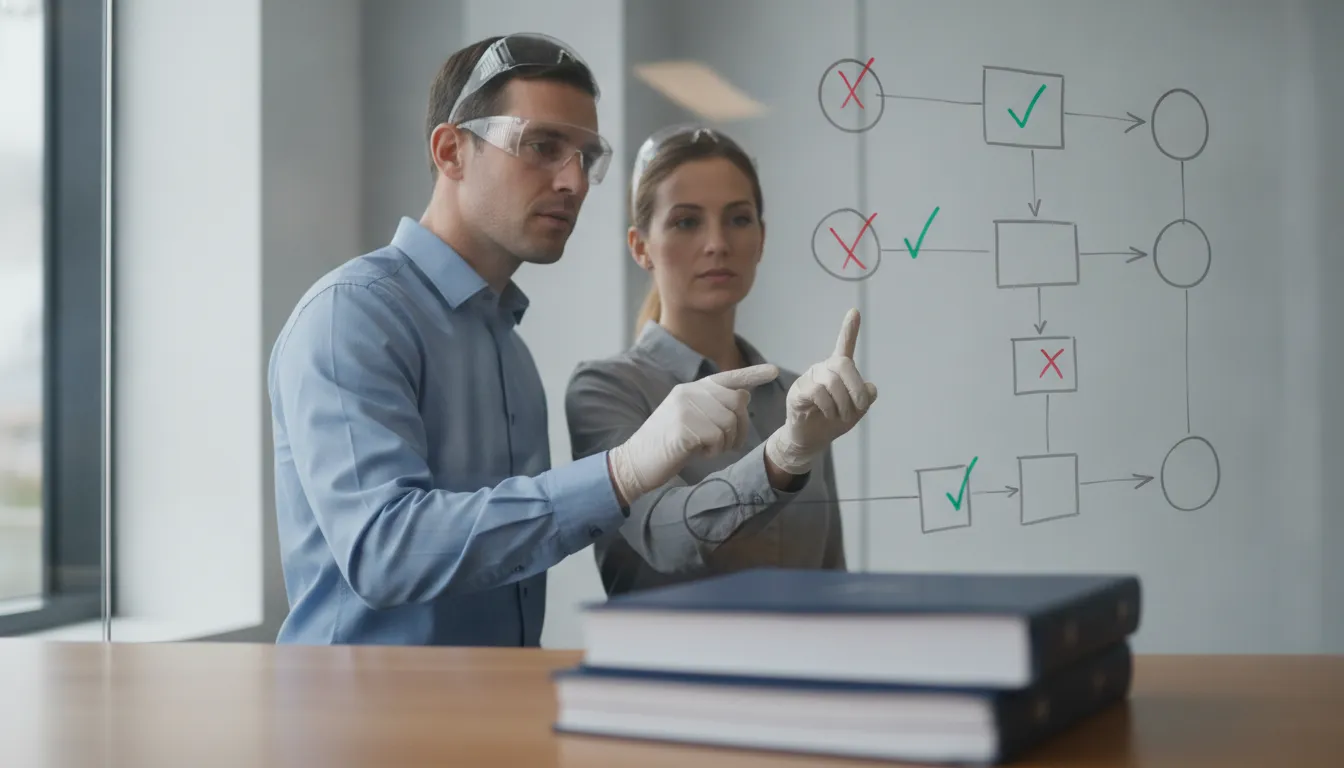 Quality engineer reviewing evidence in a deviation approval workflow