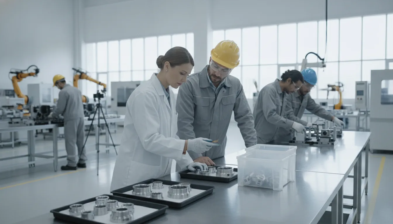 Manufacturing team coordinating audit evidence across departments