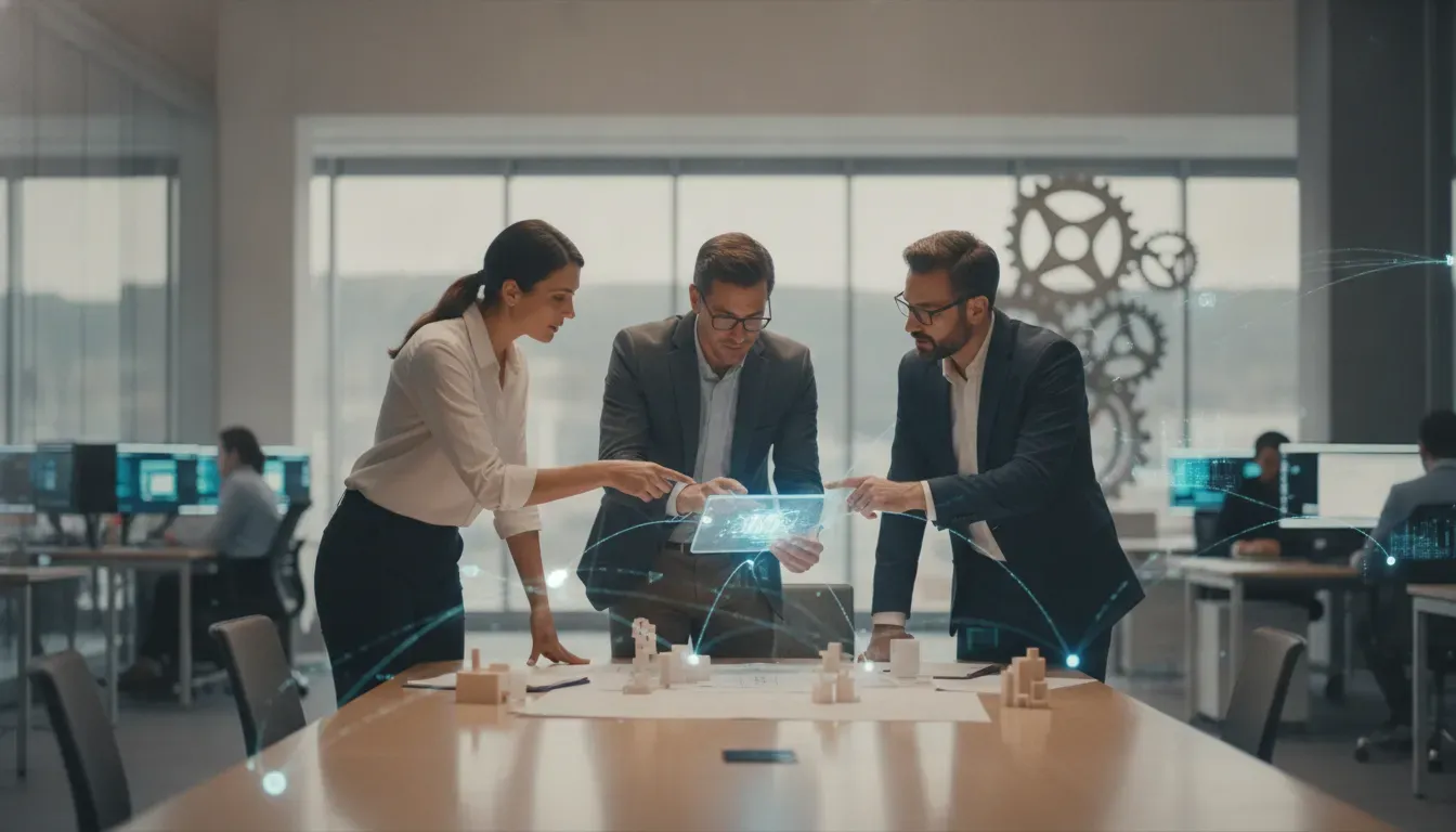 Enterprise team coordinating a cross system approval workflow