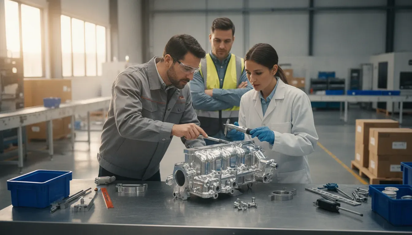 Engineering and quality specialists inspecting a new product introduction workflow exception