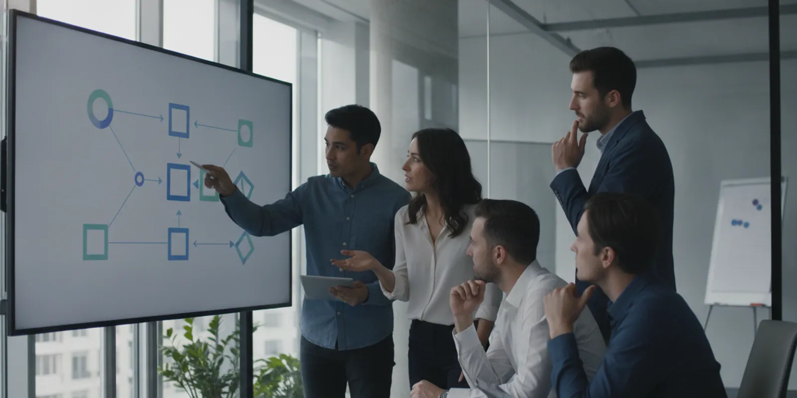 Enterprise team reviewing an automated workflow test plan on a screen