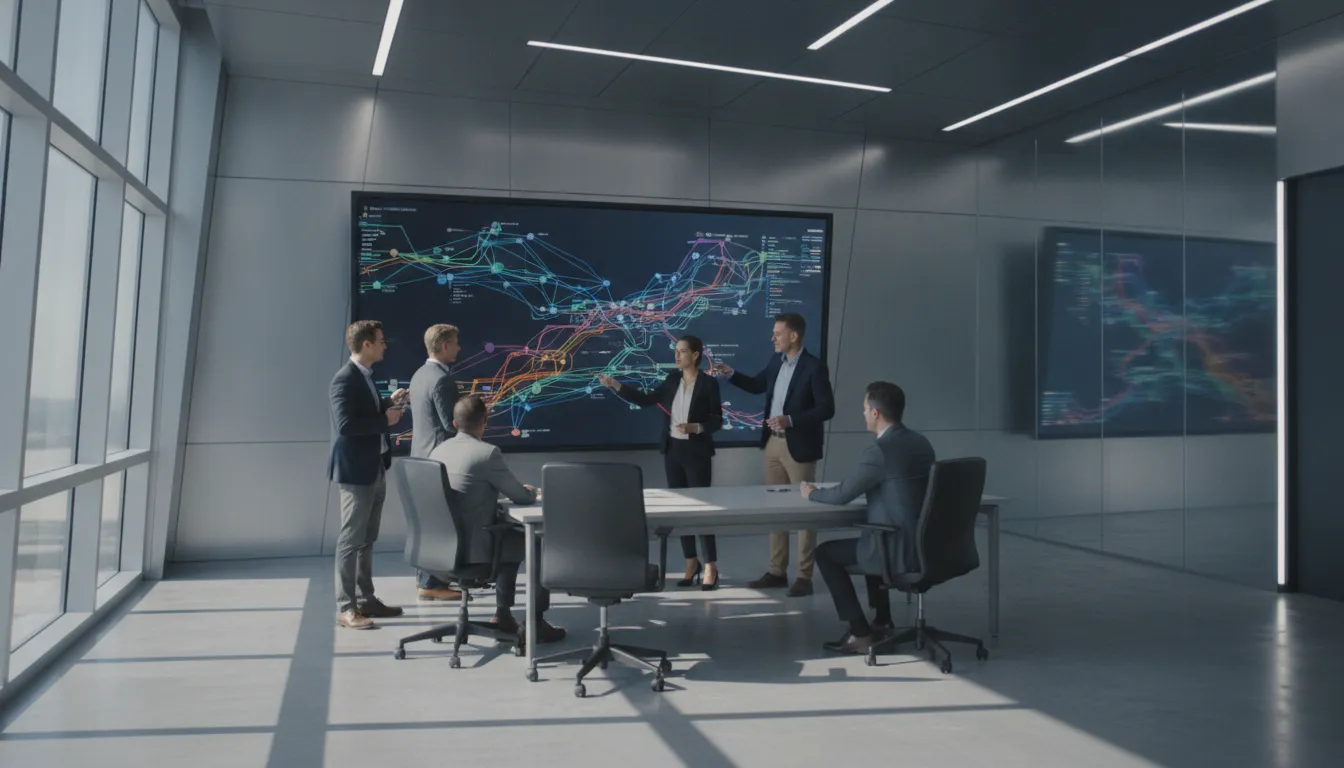 Enterprise team tracing workflow execution paths during a debugging review
