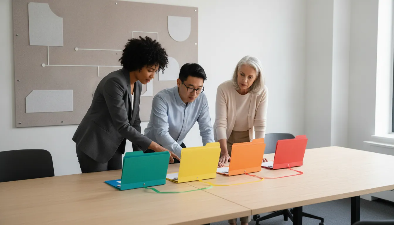 Public sector records approval workflow stages shown in a color coded process