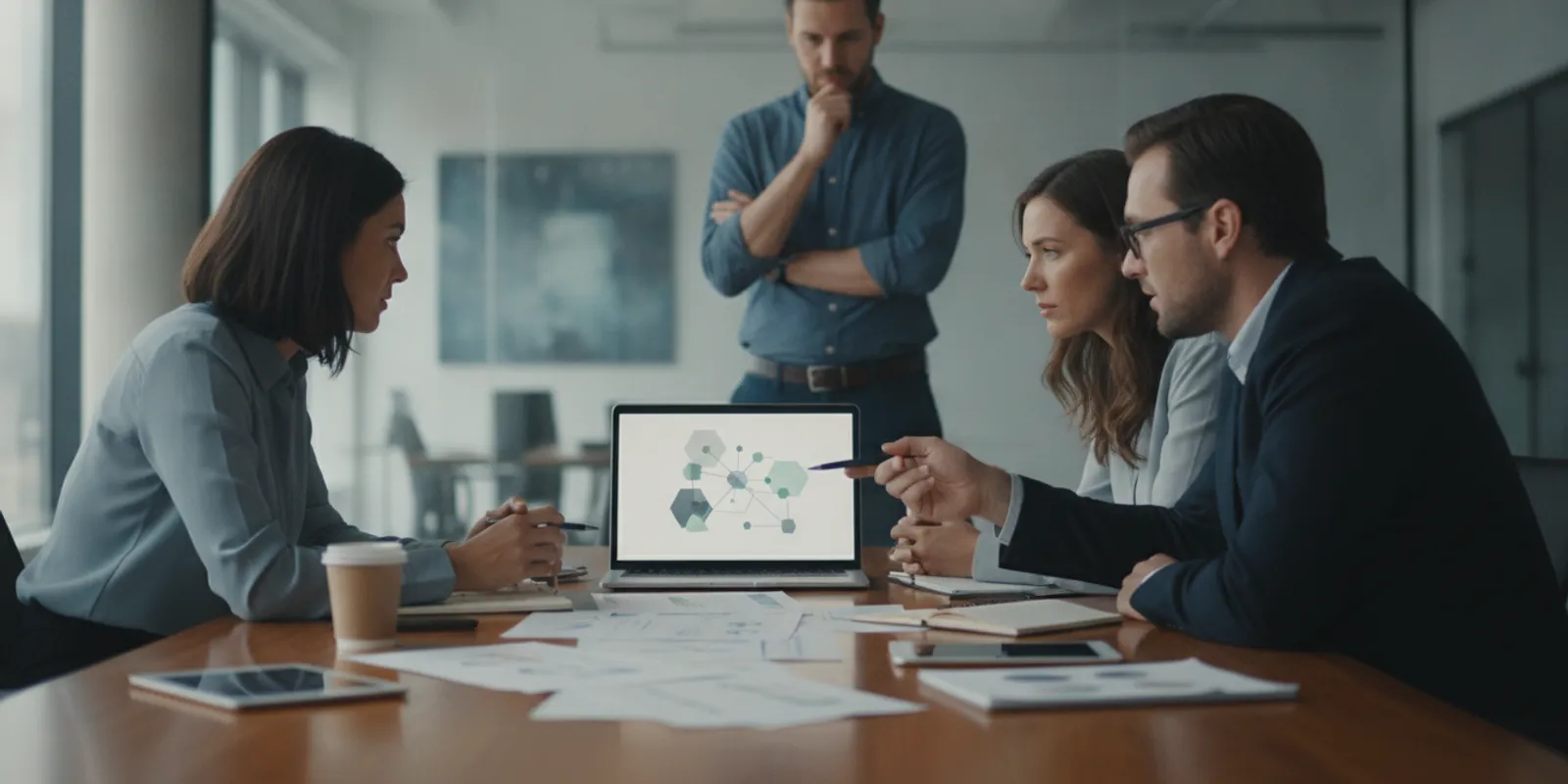 Procurement operations team reviewing an exception request and approval path on a screen