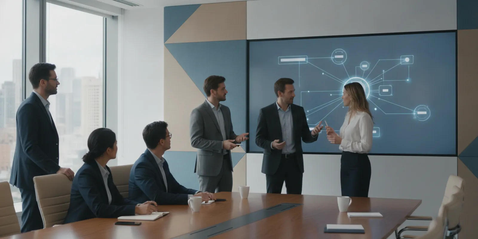 Enterprise architecture team mapping connected systems and API responsibilities