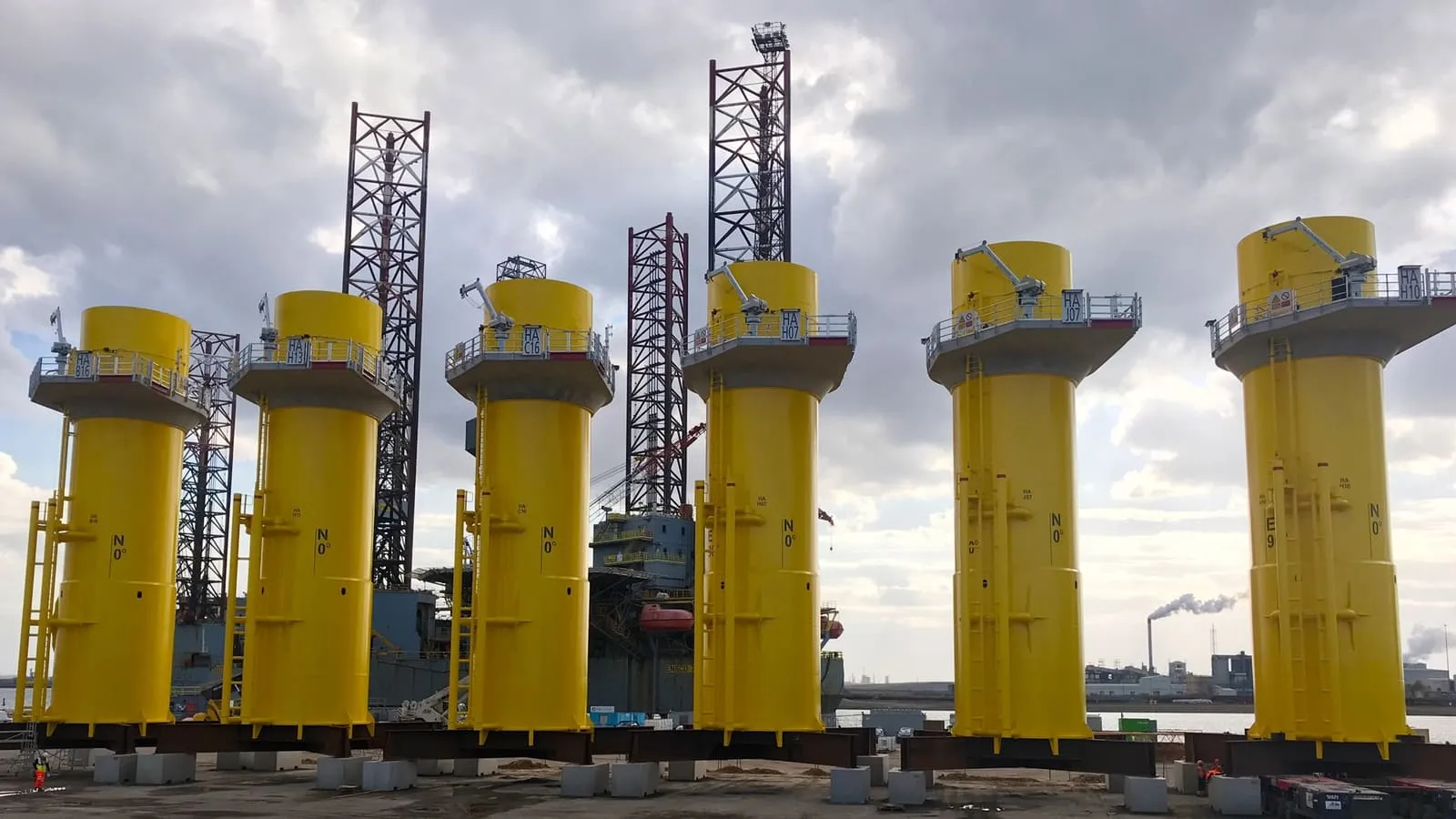 The monopile foundation on the X frames designed by Conbit 