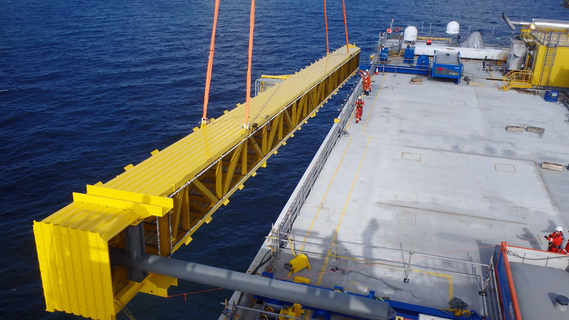 Cable riser protection frame installation 