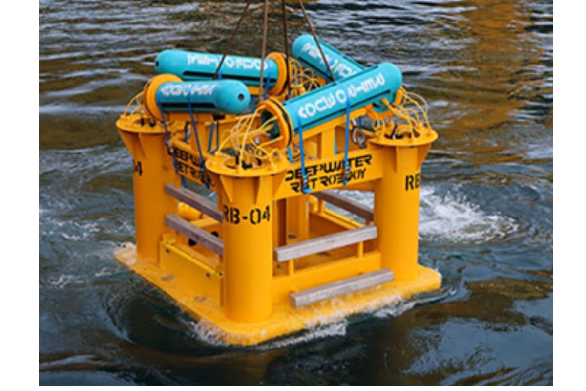 The Retrobuoy sysstem is installed directly from a vessel and is positioned at the seafloor.