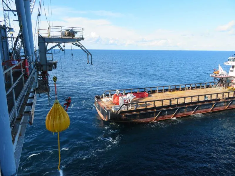 Replacement lifeboat davit in progress