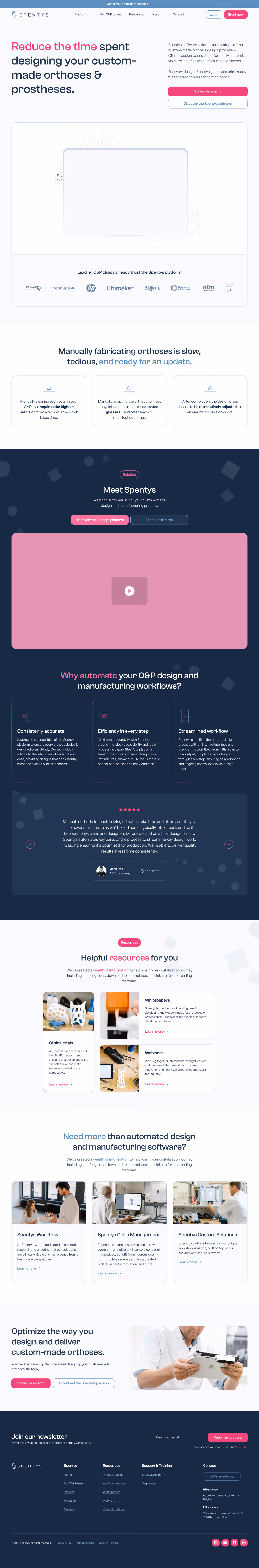 Full-page screenshot of the Spentys homepage