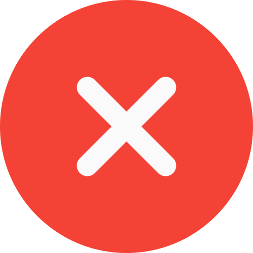Rotes Kreis-Symbol mit weißem Kreuz in der Mitte, das einen Fehler oder Abbruch anzeigt.