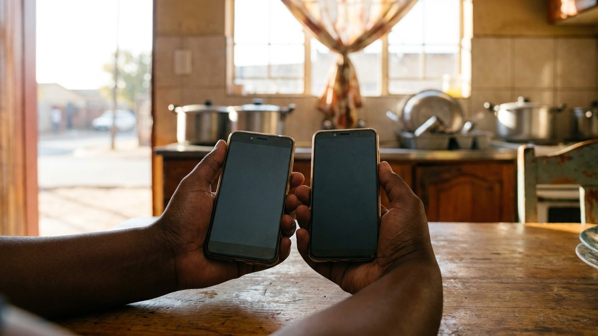 Two smartphones being compared - South Africa loan app research