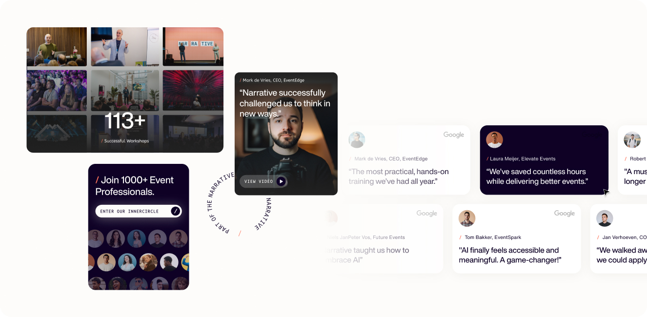 Visual of UI elements on the website