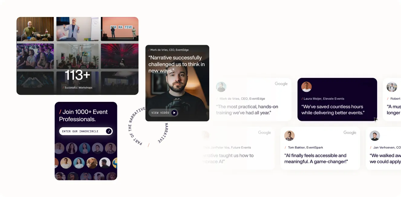 Visual of UI elements on the website