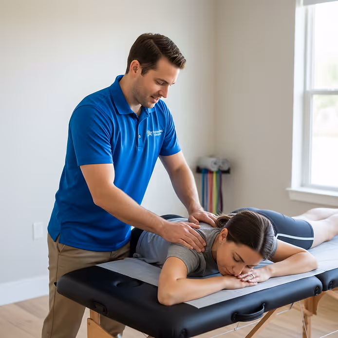 A physical therapist delivers personalized manual therapy to a patient during a one-on-one session, emphasizing dedicated attention and expertise.
